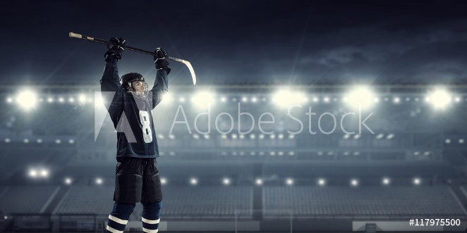 Picture of Hockey player on ice   Mixed media